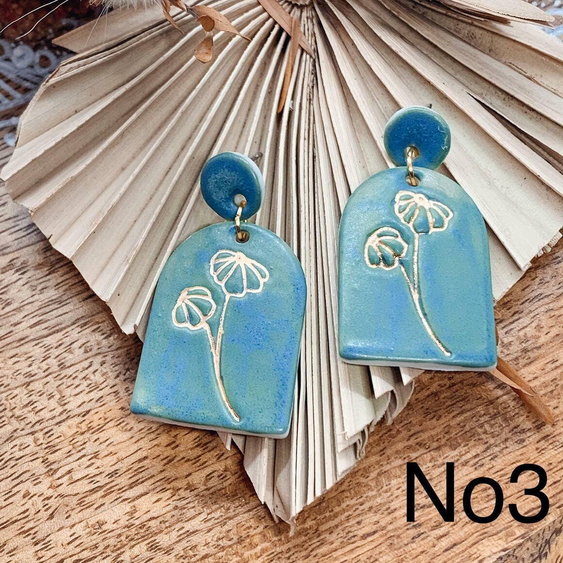 Esme - Porcelain Earrings with Gold finish: No4