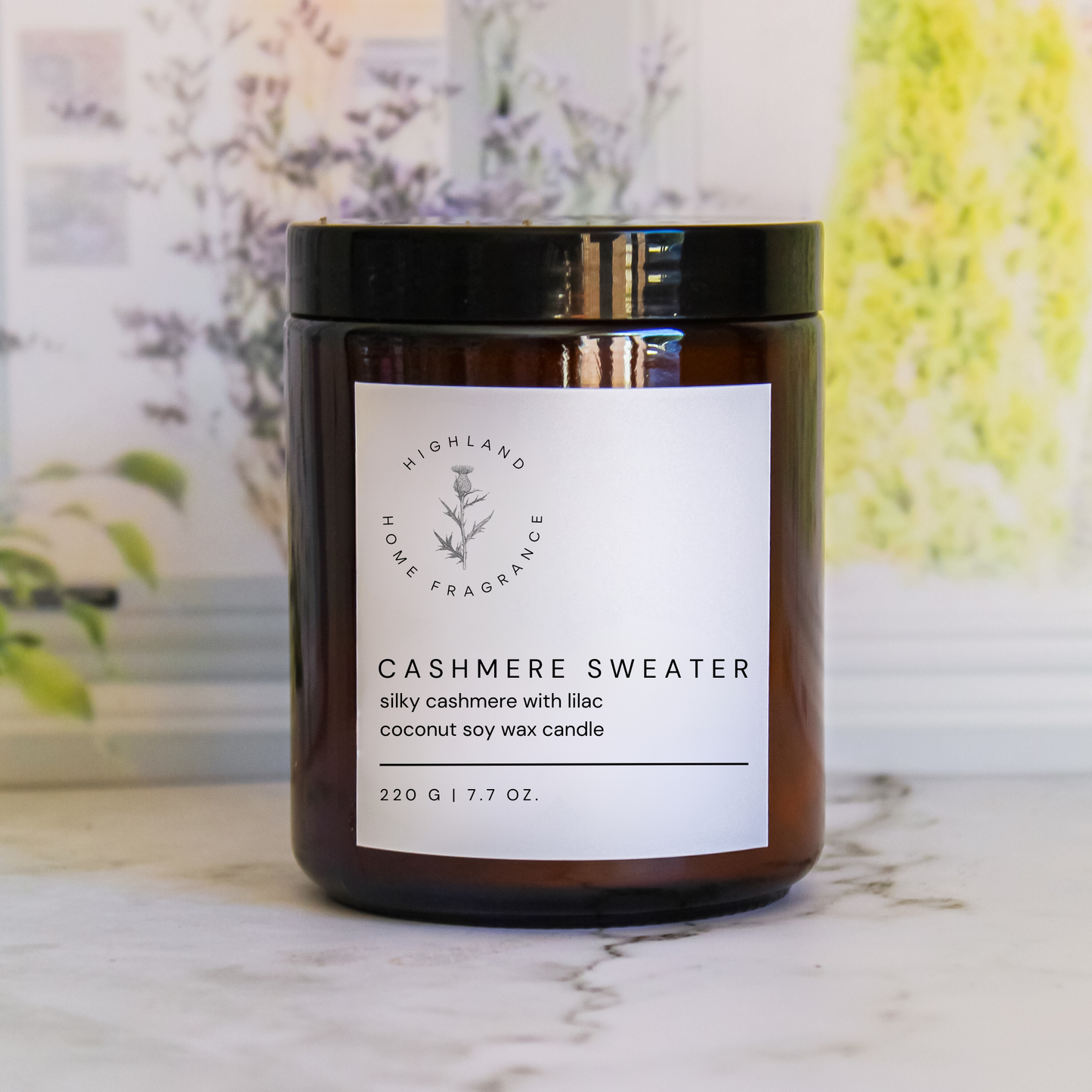 Cashmere Sweater | Casmere + Lilac-220g Coconut Soy Candle
