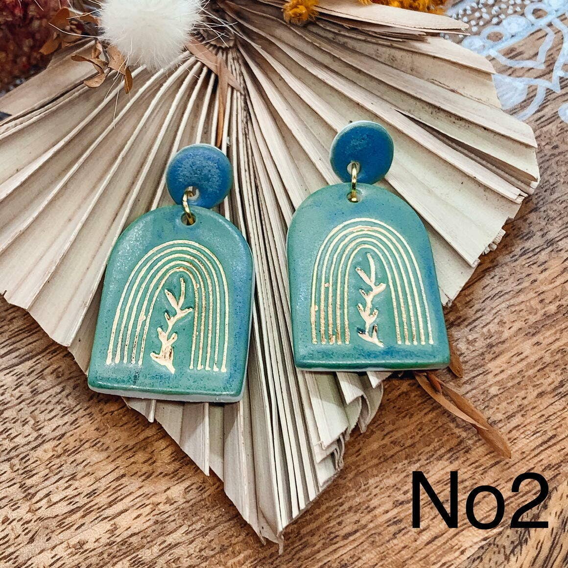 Esme - Porcelain Earrings with Gold finish: No4