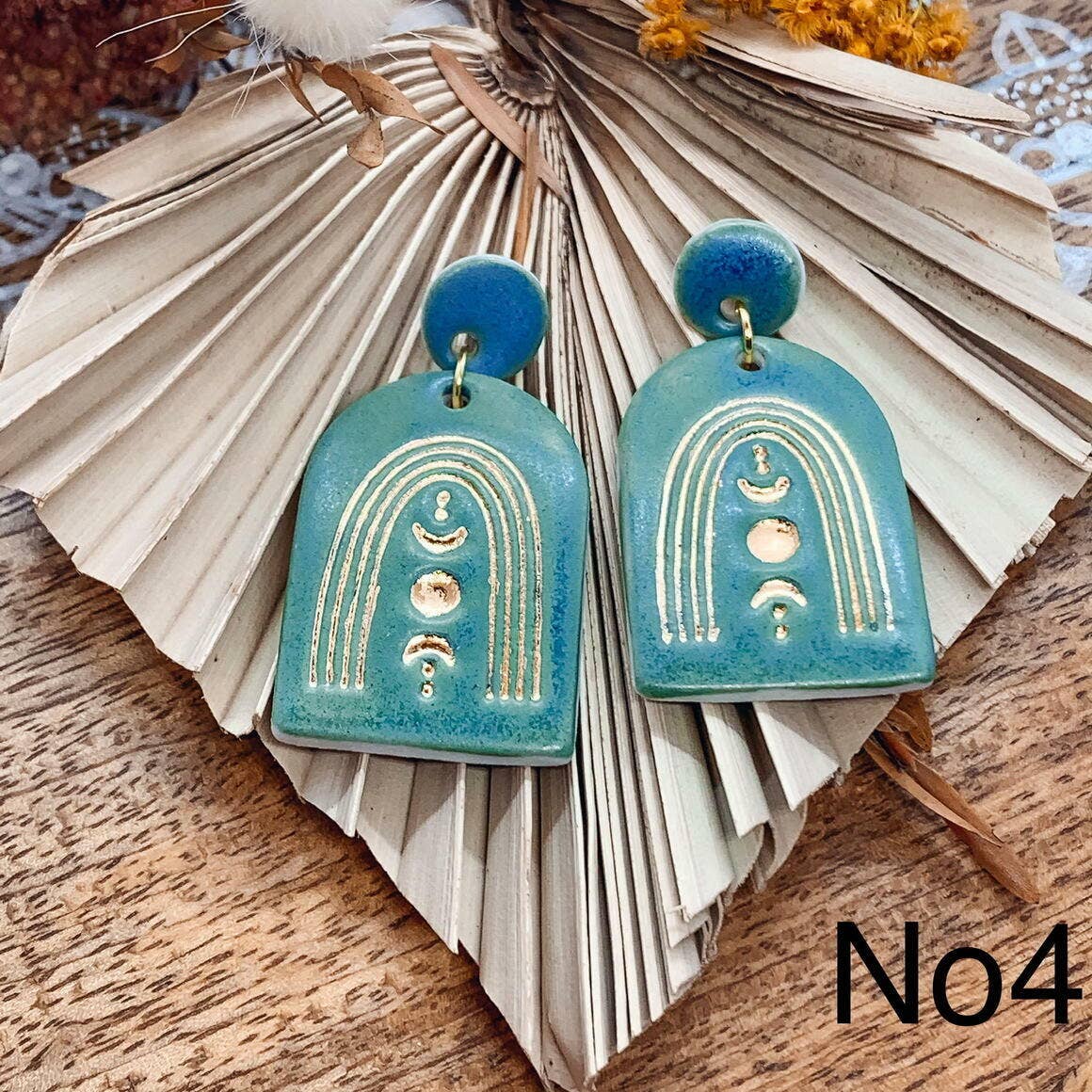 Esme - Porcelain Earrings with Gold finish: No4