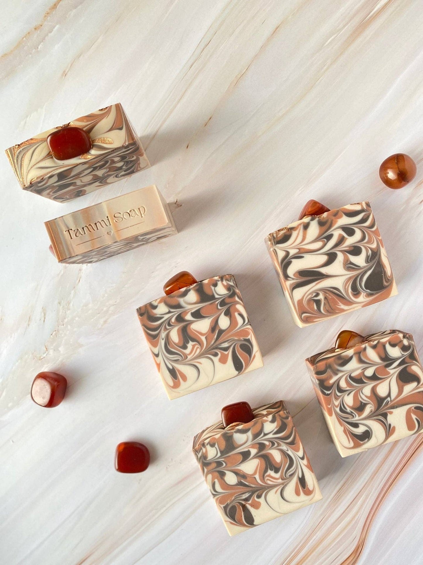 Luxury Artisanal Handmade Soap -Carnelion Gemstone with Silk
