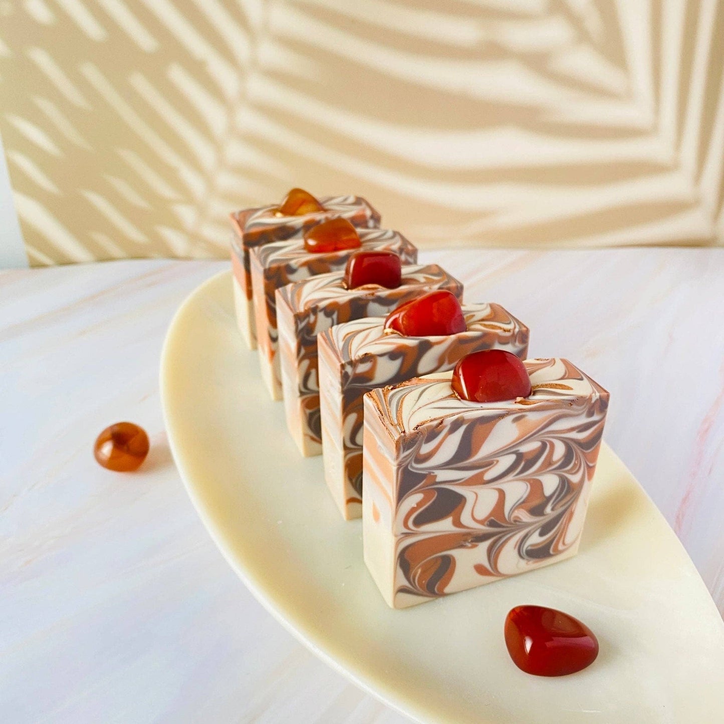 Luxury Artisanal Handmade Soap -Carnelion Gemstone with Silk