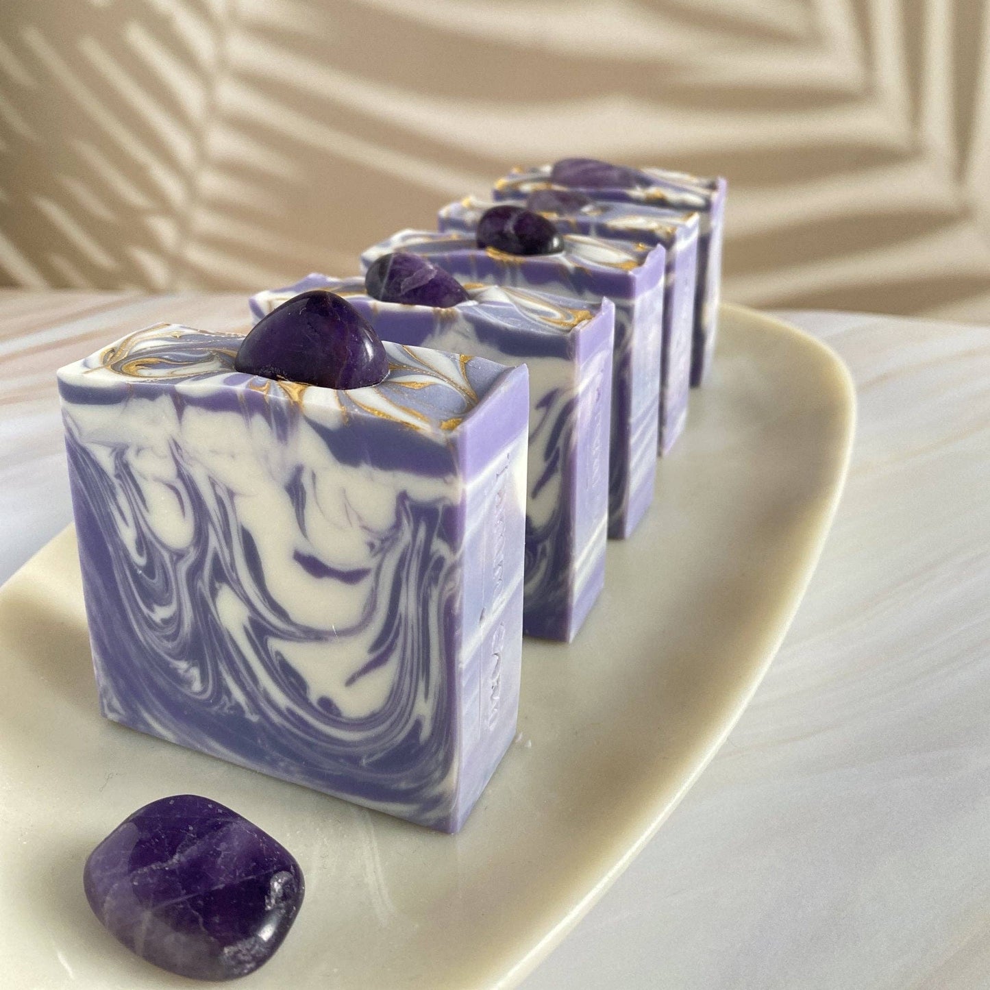 Luxury Artisanal Handmade Soap - Amethyst Gemstone with Silk