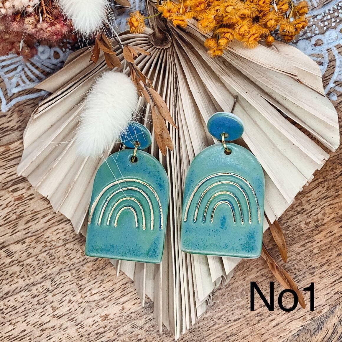 Esme - Porcelain Earrings with Gold finish: No4