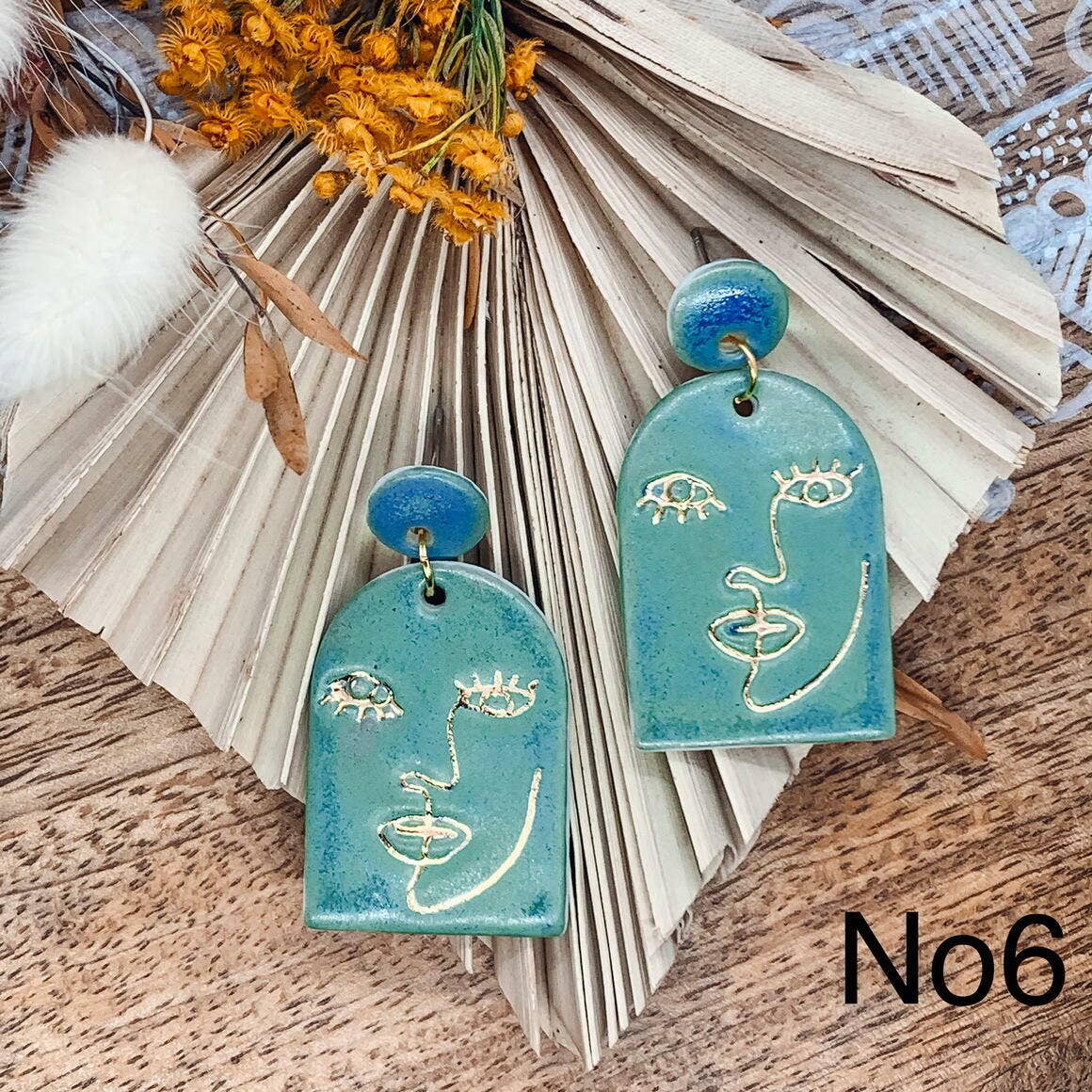 Esme - Porcelain Earrings with Gold finish: No4