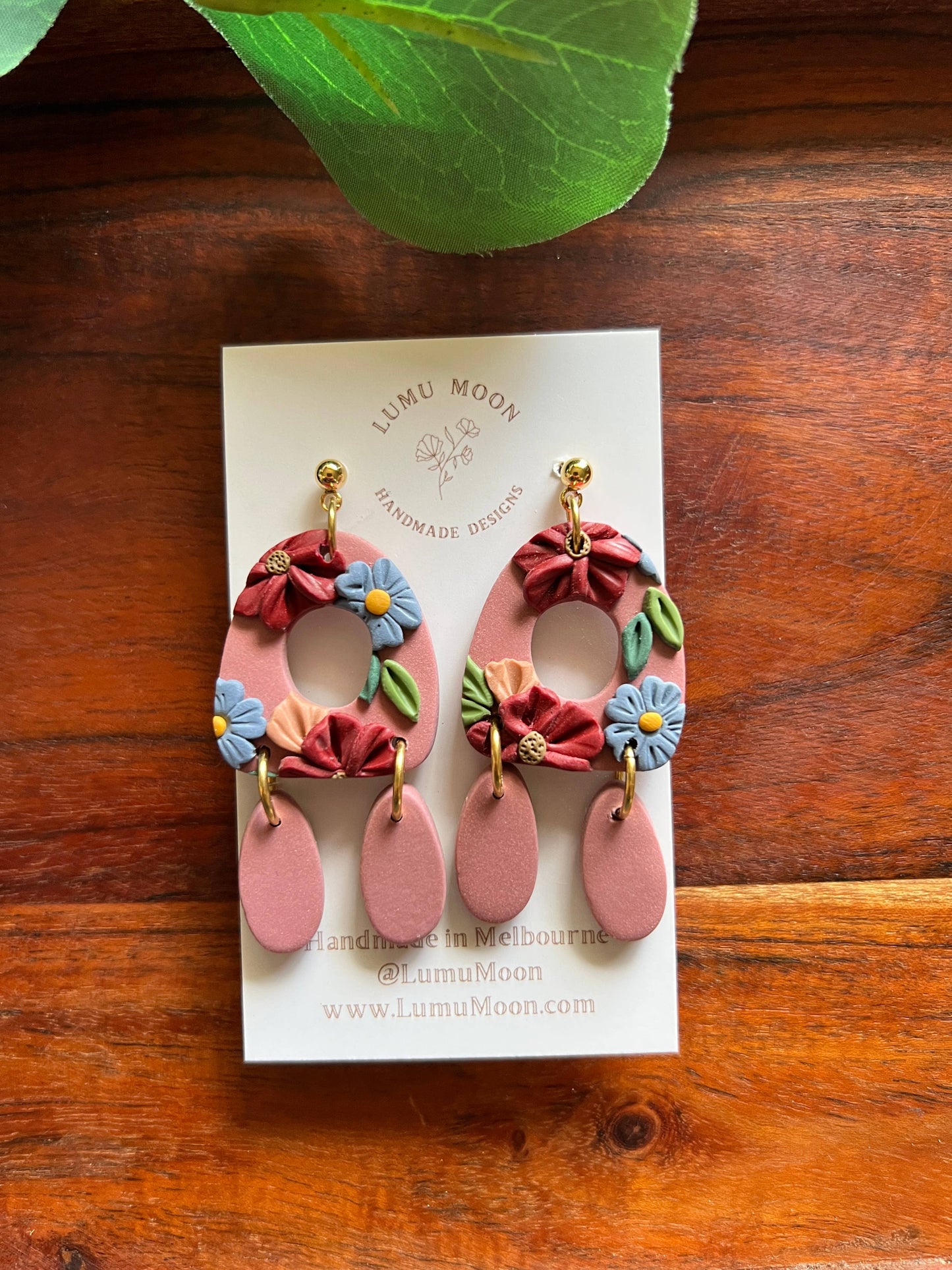 Floral Statement Earrings: Pink