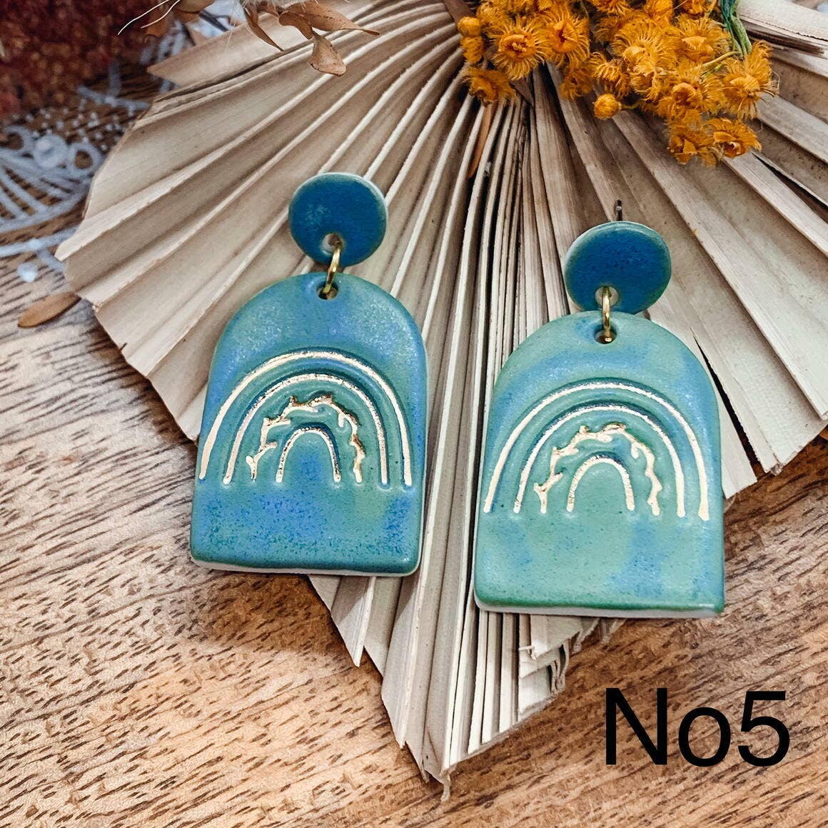 Esme - Porcelain Earrings with Gold finish: No4