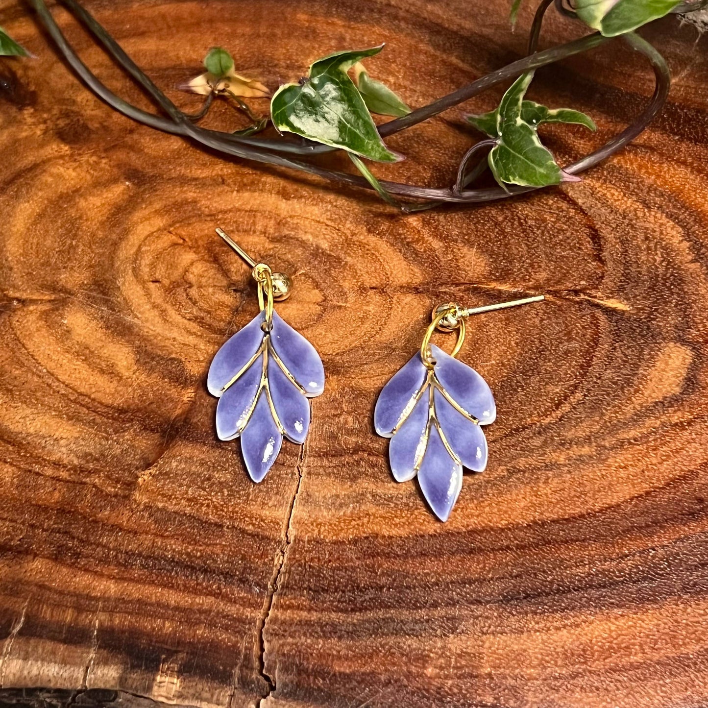 Calla - Porcelain Earrings: Purple