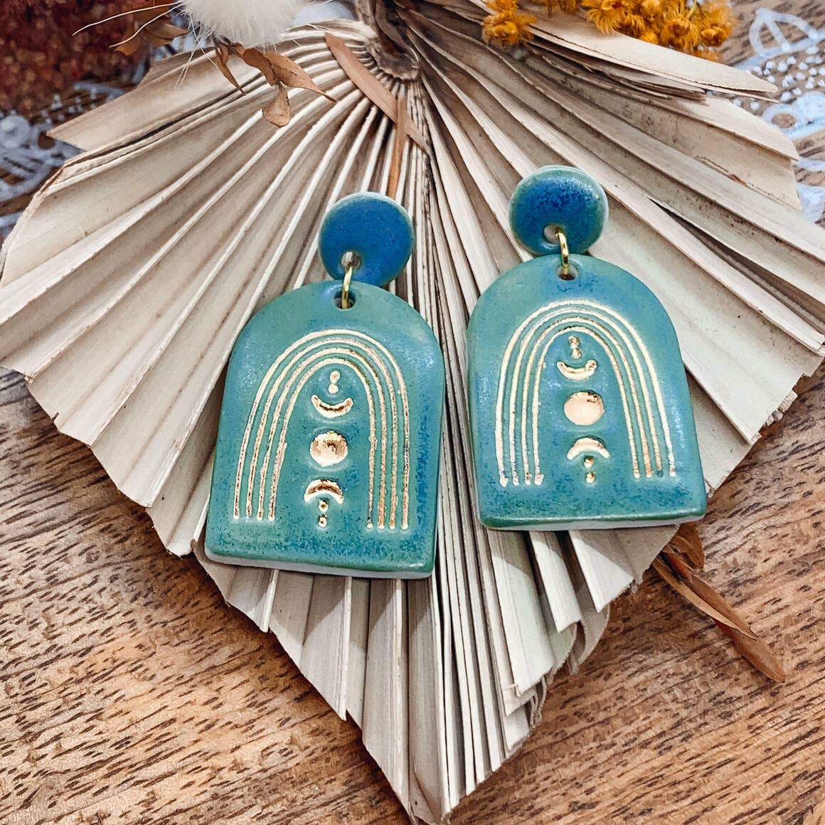 Esme - Porcelain Earrings with Gold finish: No4