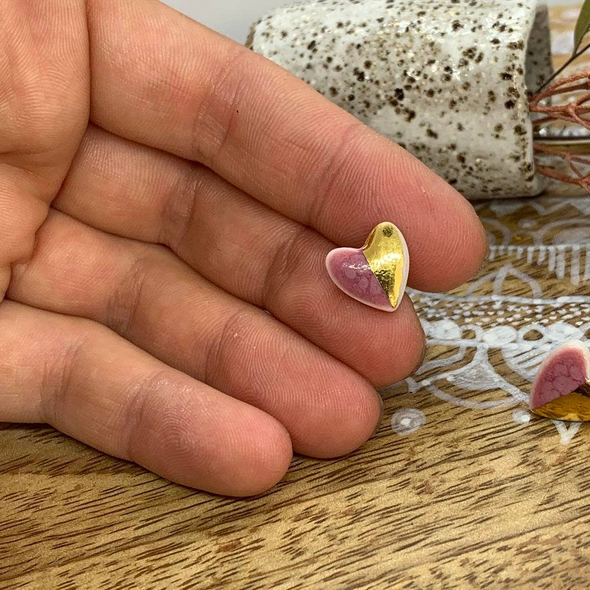 Pink and Gold - Stud Earrings